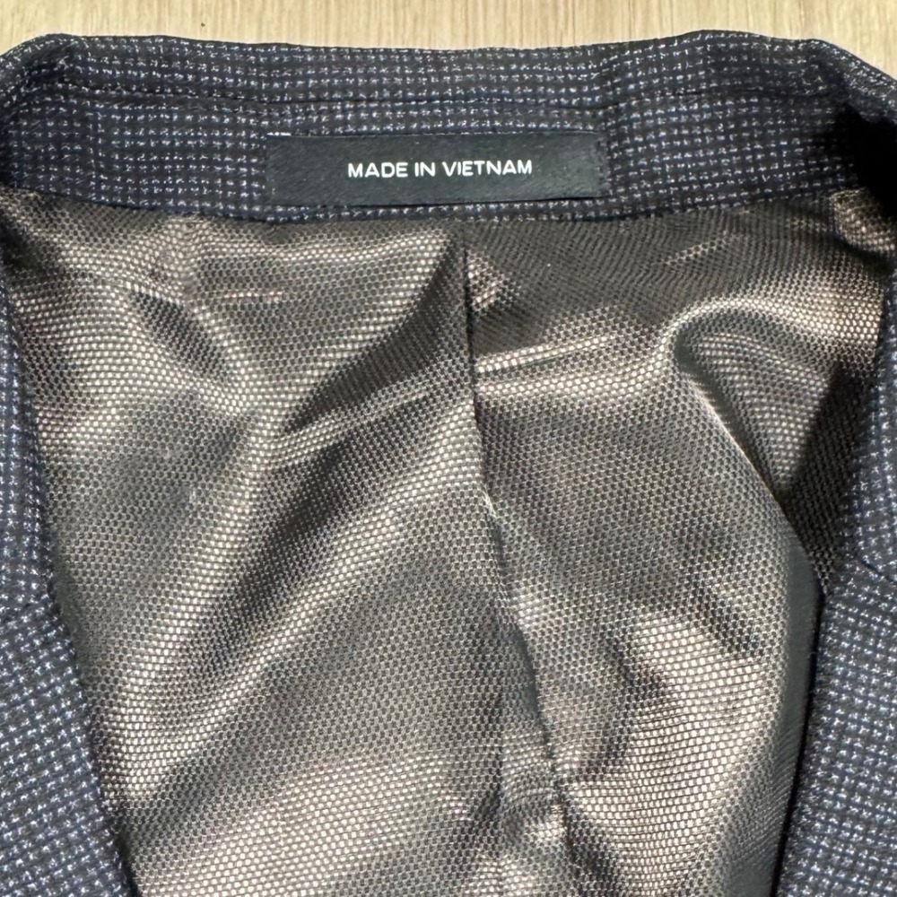 Kenneth Cole AWEARNESS Men's 48R Navy Blue Plaid Slim Fit Blazer Jacket - Picture 7 of 12